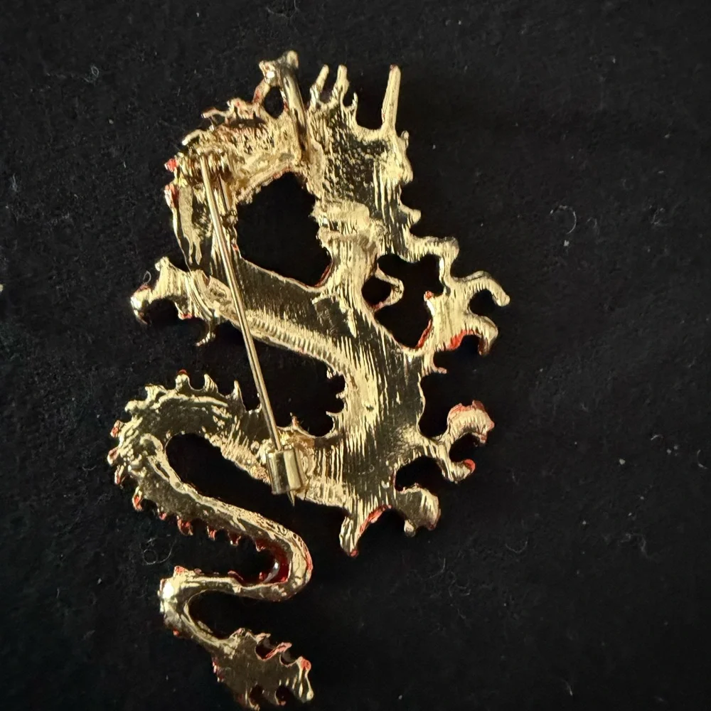 Red Dragon Brooch - Sparkling Enamel Pin